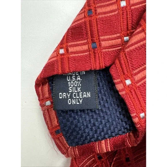 DANIEL CREMIEUX Necktie Handmade 100% Silk Red Navy Mens Tie USA 63" - Picture 3 of 7